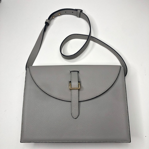 Rare Meli Melo Thela Prep Spex Pebbled Leather Light Stone Grey Shoulder Purse - Picture 6 of 16